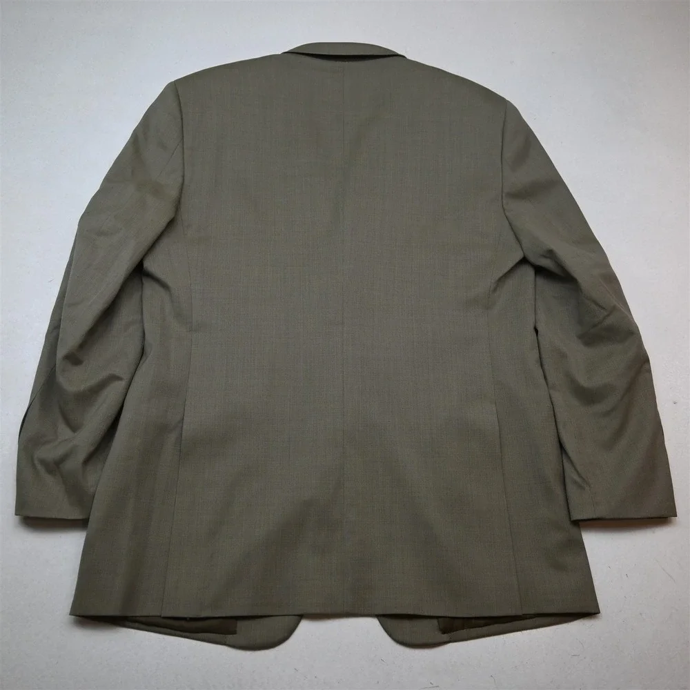 Vty Y2K 2000s Boxy 42R 36x30 Beige Stretch Wool Mens Jacket Pants Suit